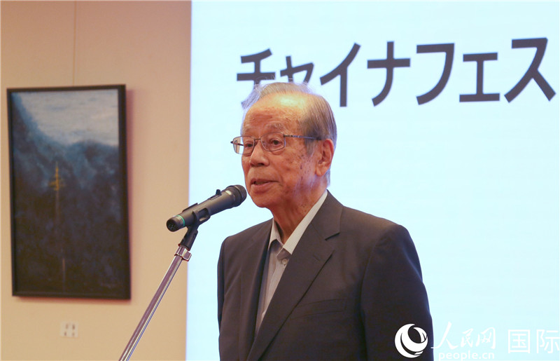 日本前首相福田康夫致辭。人民網 許可攝