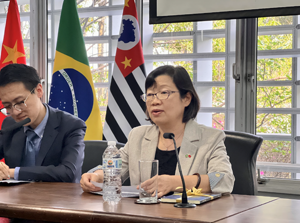 中國駐圣保羅總領事陳佩潔致辭。中國駐圣保羅總領館供圖