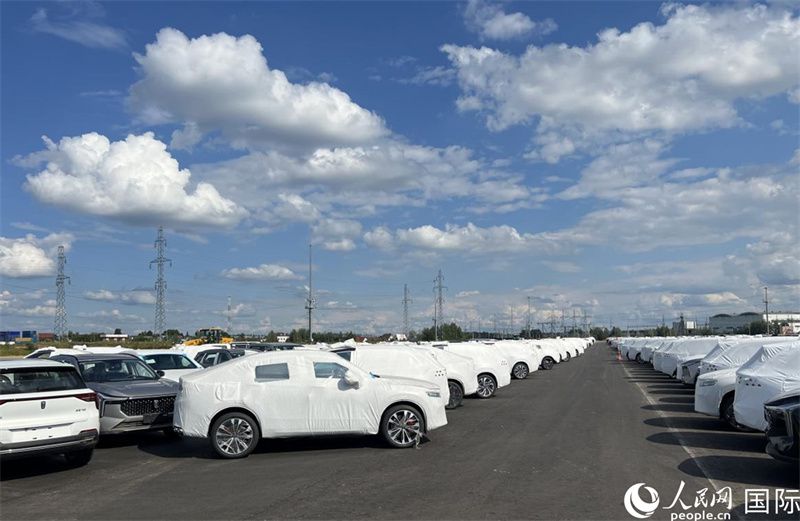 莫斯科別雷拉斯特物流中心內的中國品牌汽車。人民網記者 申佳平攝