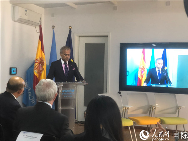 聯合國駐華協調員常啟德在研討會上致辭。 人民網記者 趙健攝