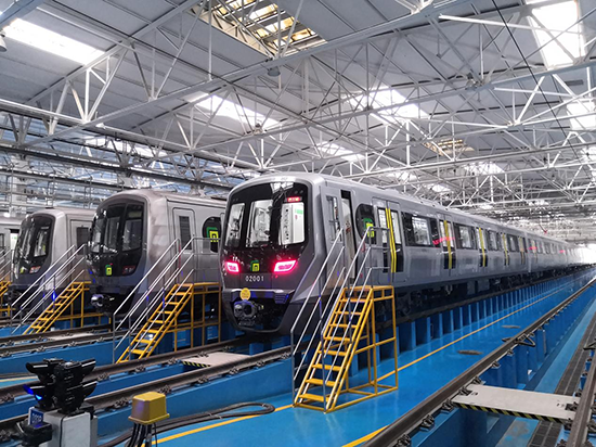 石家莊地鐵二號(hào)線列車(chē)。 中車(chē)齊車(chē)集團(tuán)石家莊公司供圖